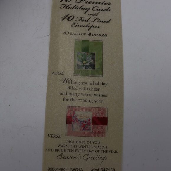 Artis Vintage  Christmas Cards 40 Premium Holiday Cards Blue Green Floral Foil - Picture 7 of 11